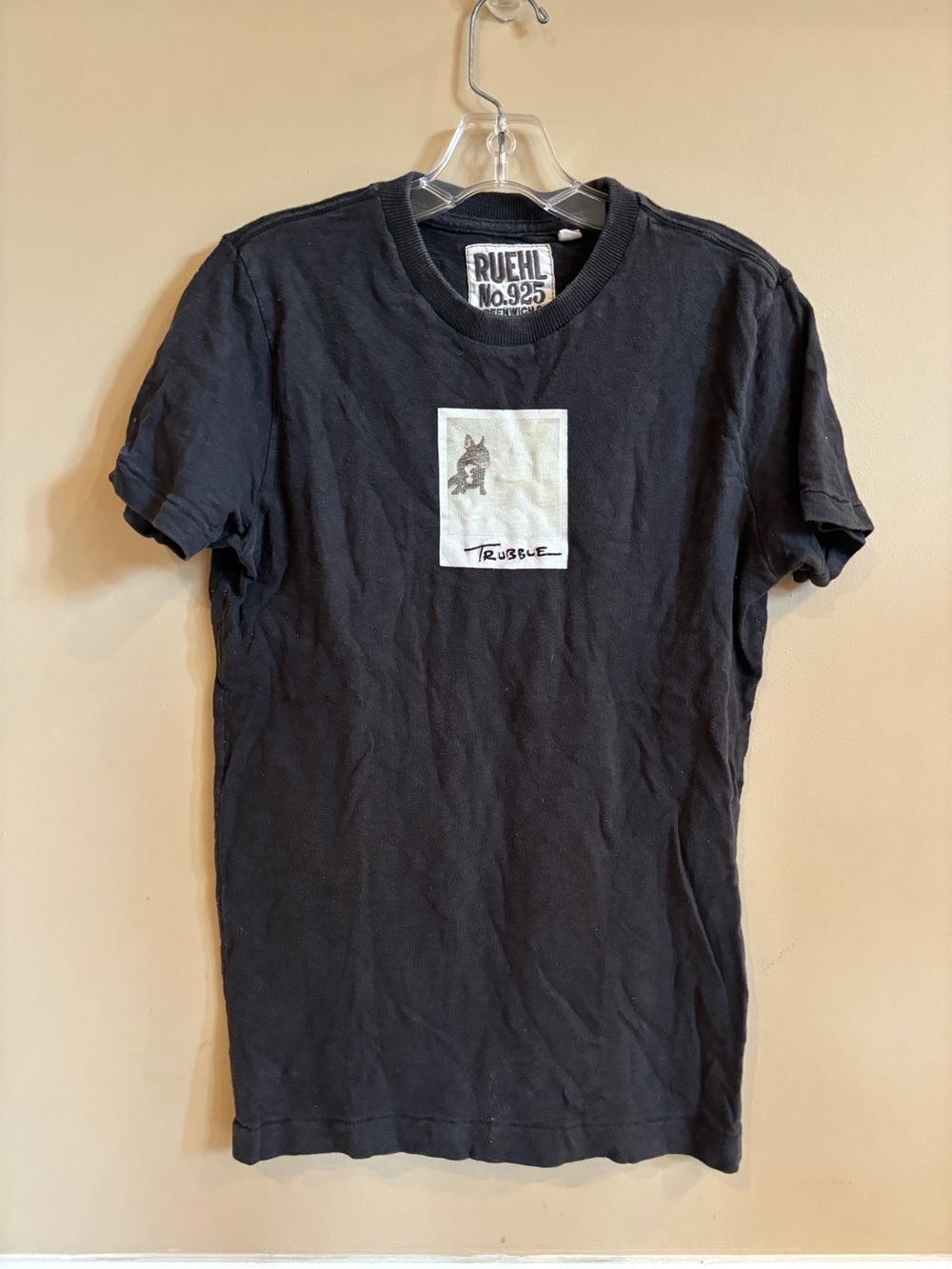 Rare Ruehl No.925 Men’s Trouble Dog Graphic Tee Black US Small Y2K
